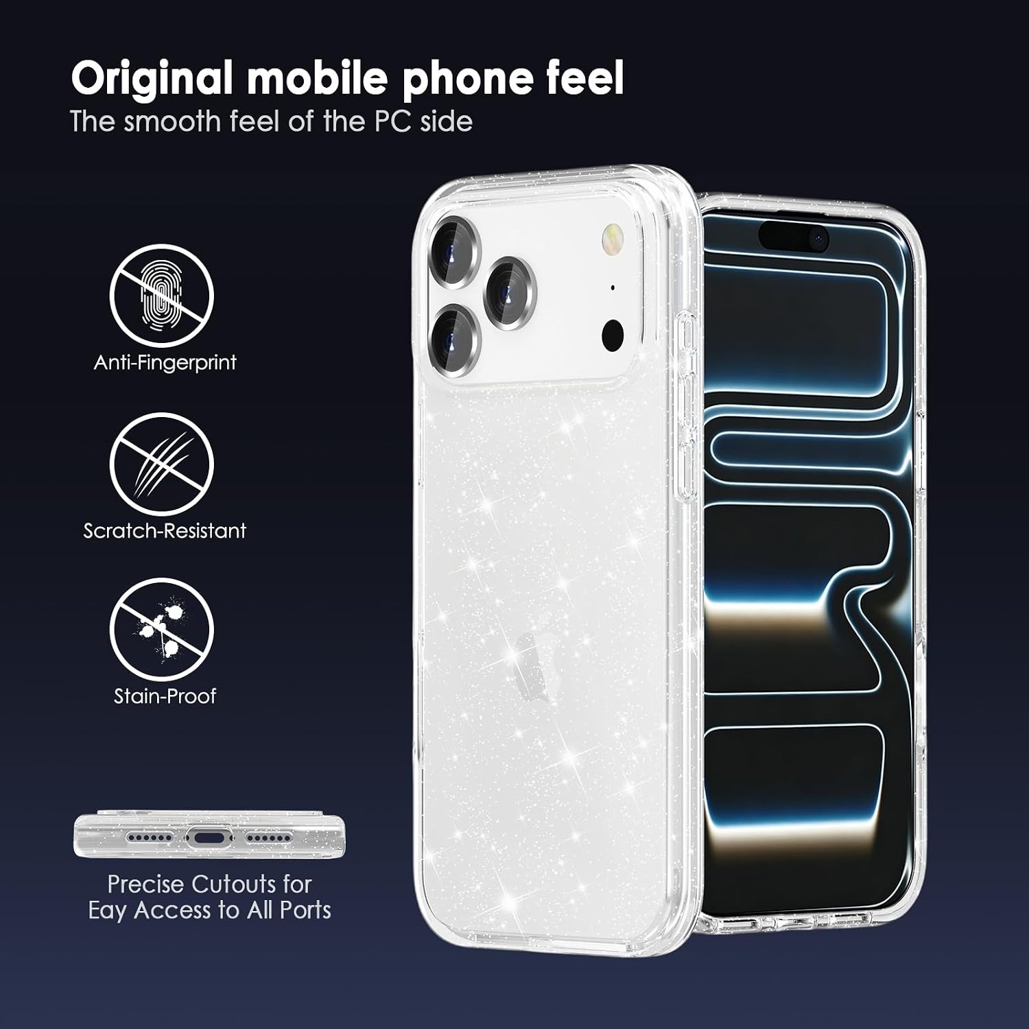 image:imageTENOC Phone Case Compatible with iPhone 17 Pro amp iPhone 18 Pro 63 InchClear Glitter