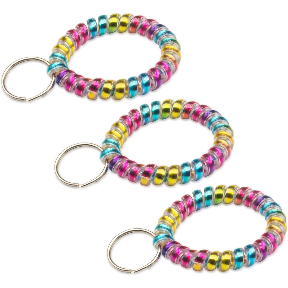 image:imageTENOC Spiral Coil Keychain Antilost Key Chain Holder Lanyard Cord for Sauna Outdoor Sports and Gym PoolRainbows1