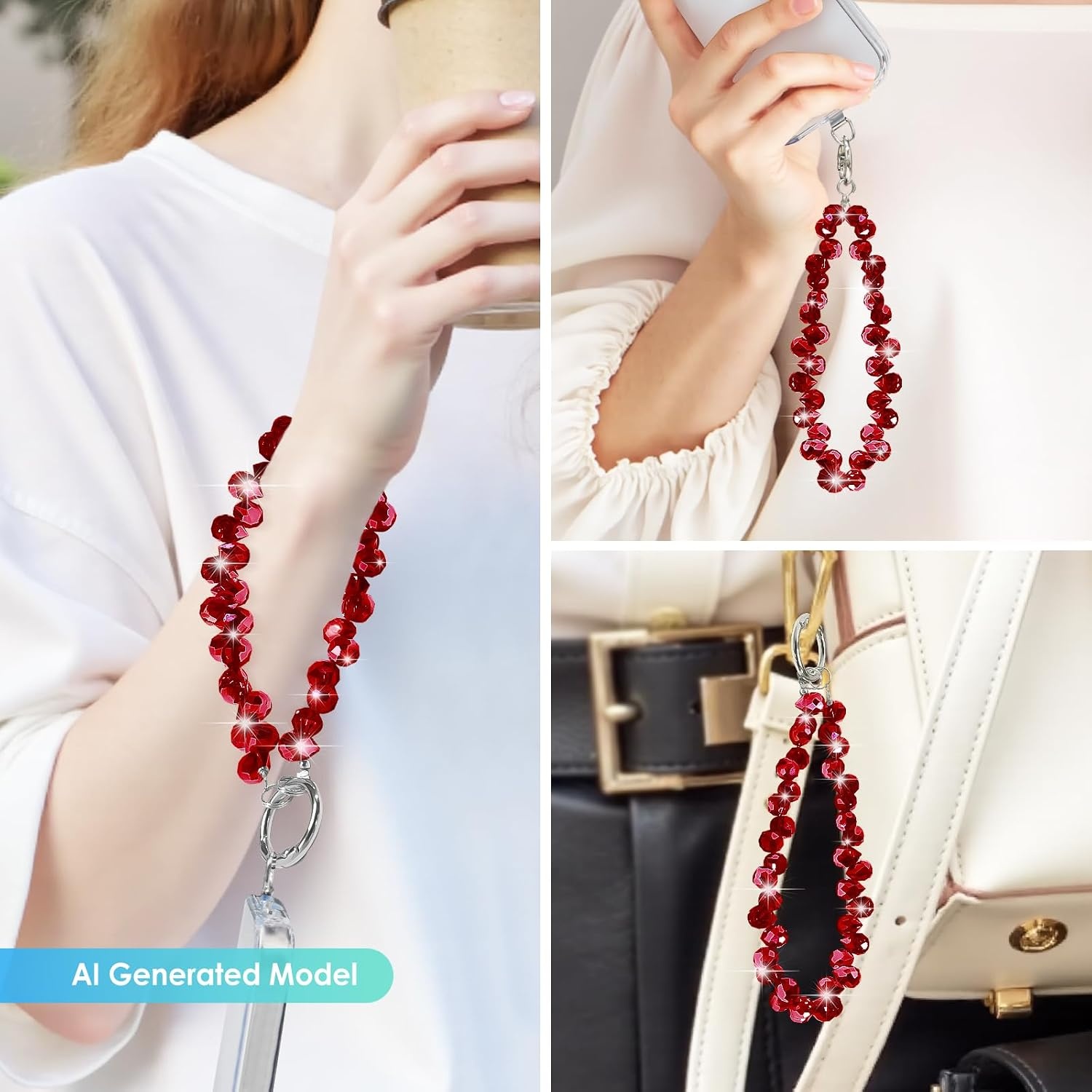 image:imageTENOC Beaded Phone Wrist Strap BurgundyAburgundy
