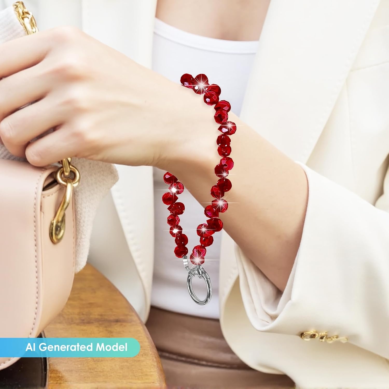 image:imageTENOC Beaded Phone Wrist Strap BurgundyAburgundy