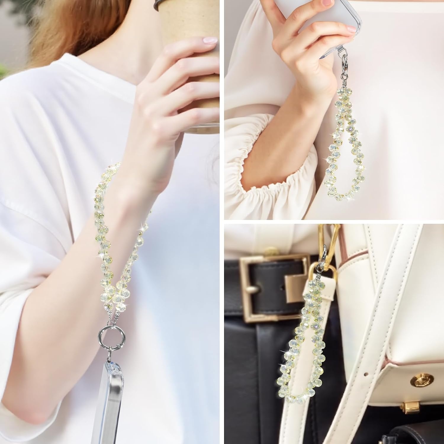 image:imageTENOC Beaded Phone Wrist Strap BurgundyAlight Yellow