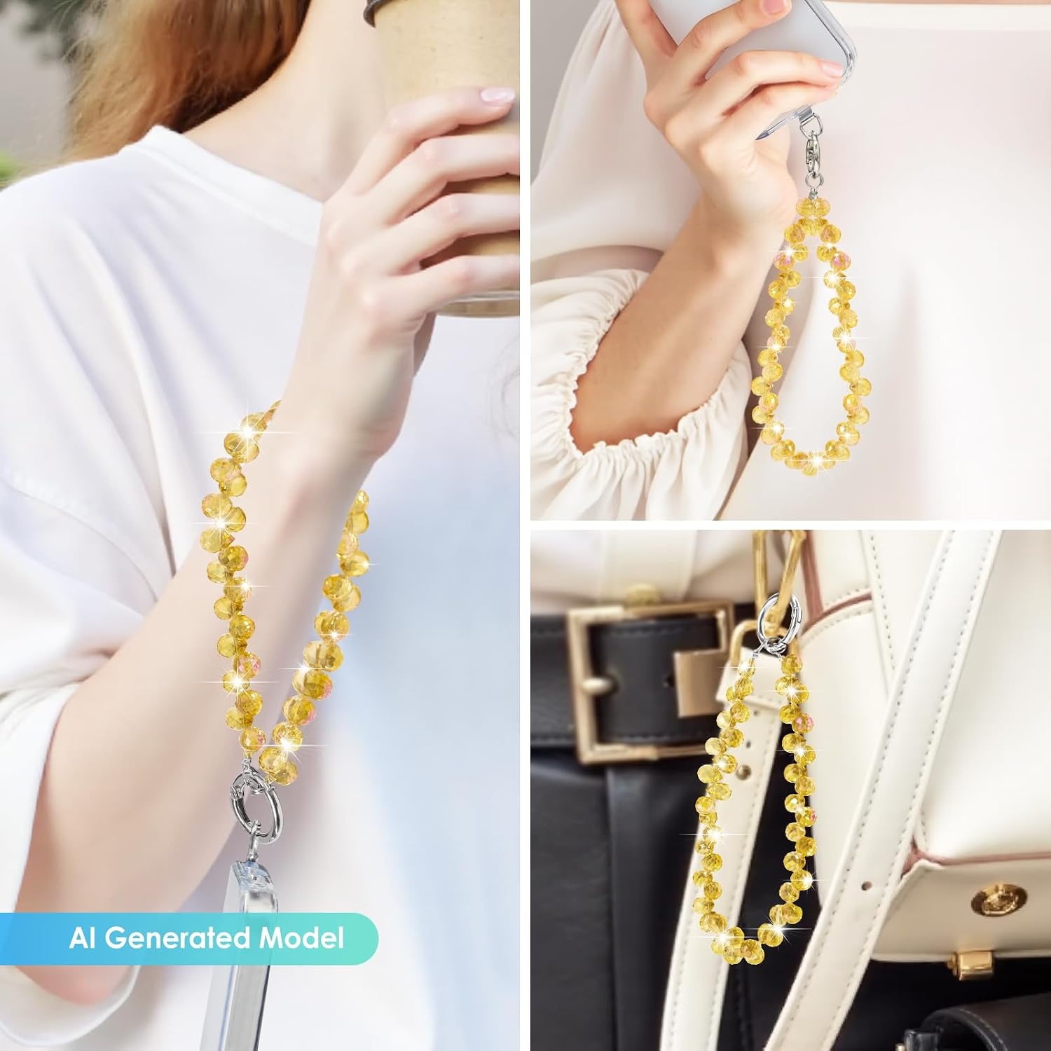 image:imageTENOC Beaded Phone Wrist Strap BurgundyAmarigold