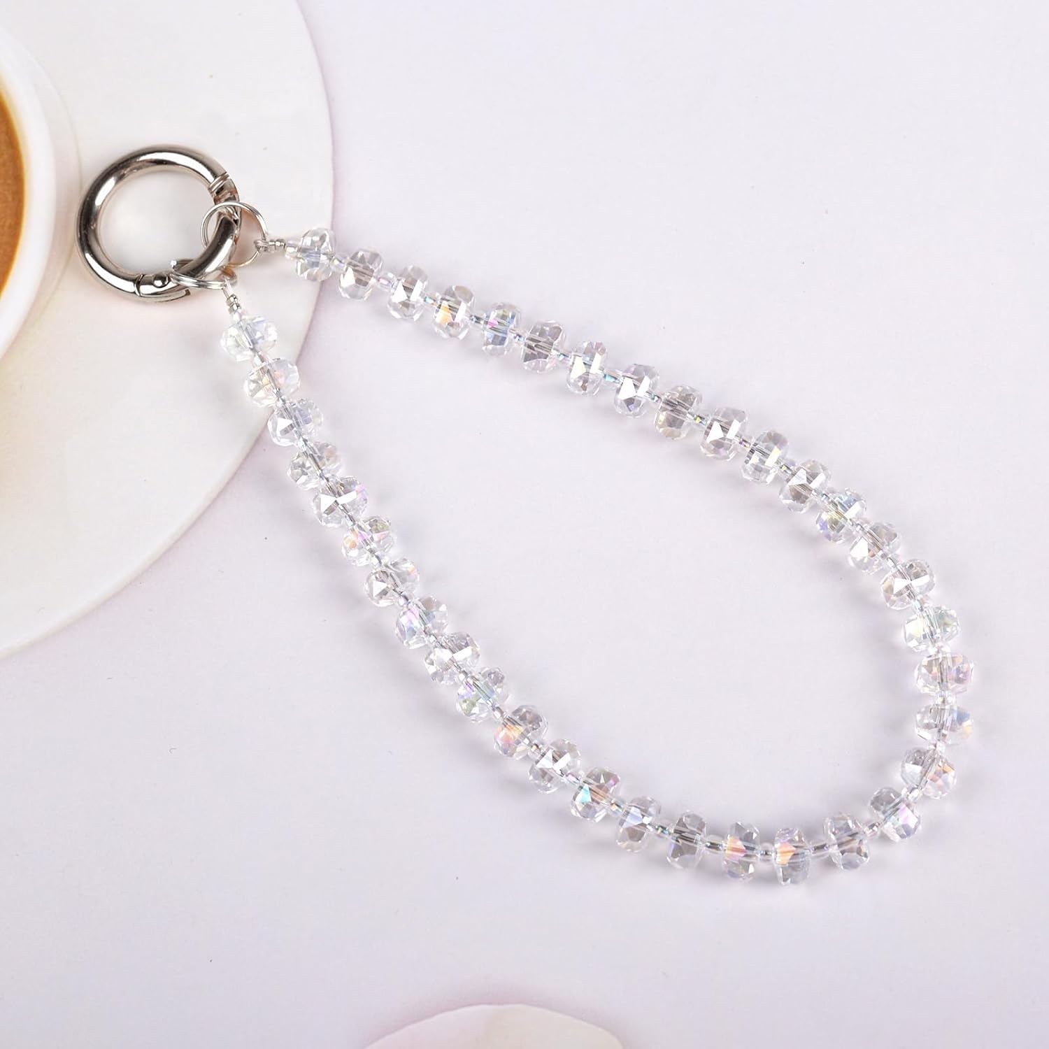 image:imageTENOC Beaded Phone Wrist Strap BurgundyCclear