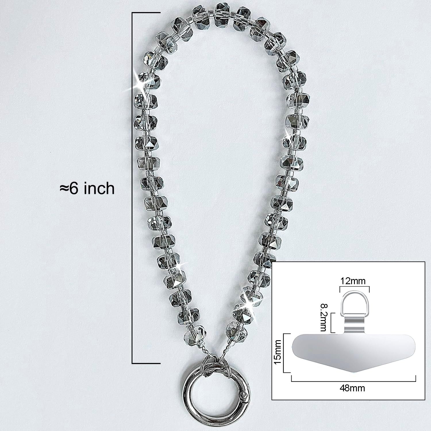 image:imageTENOC Beaded Phone Wrist Strap BurgundyCgray