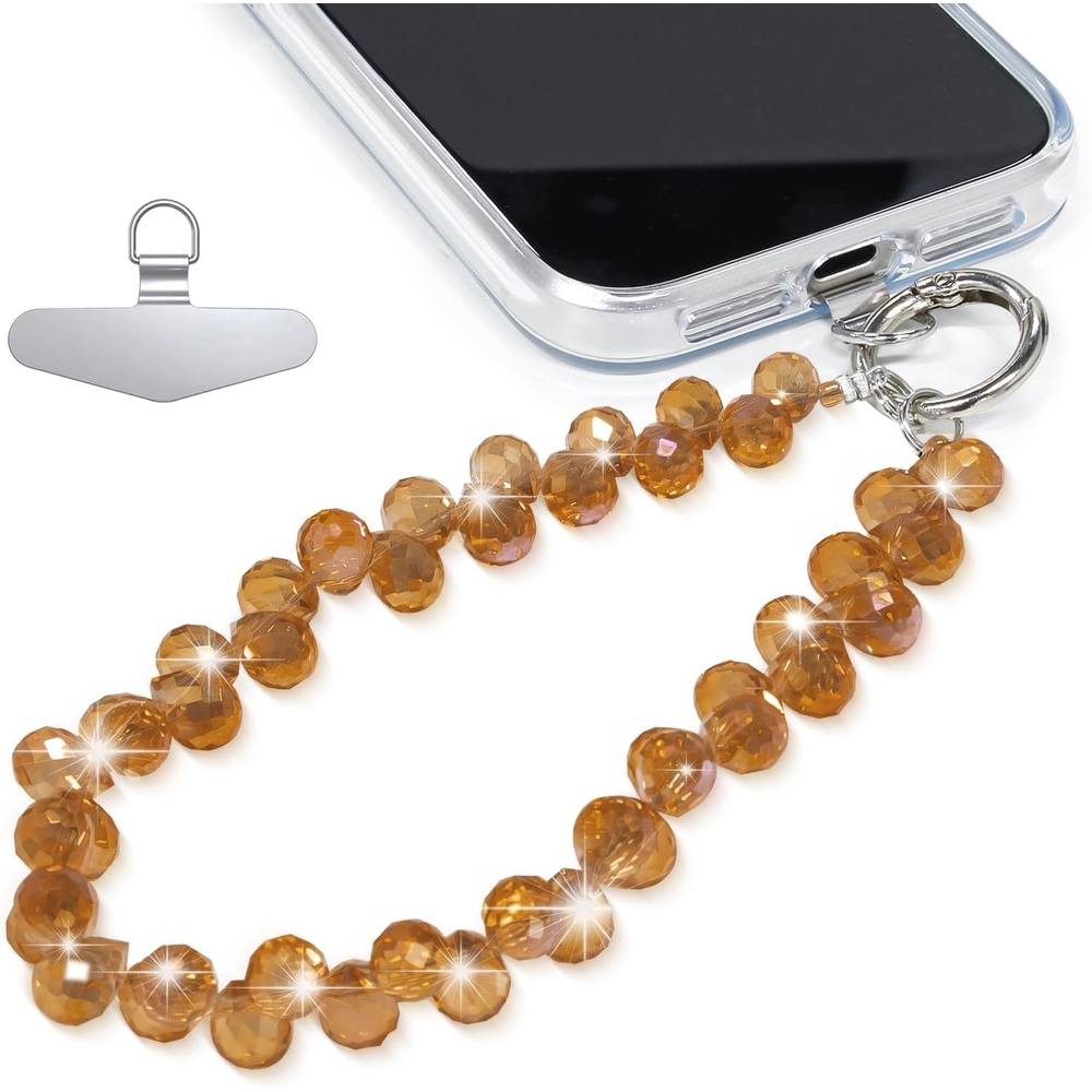 image:imageTENOC Beaded Phone Wrist Strap BurgundyAcaramel Brown