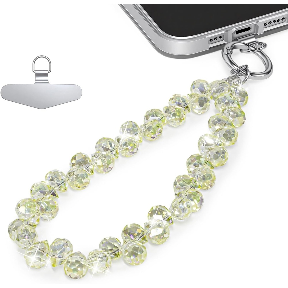image:imageTENOC Beaded Phone Wrist Strap BurgundyAlight Yellow