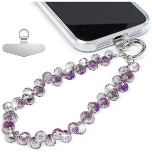 TENOC Beaded Phone Wrist Strap, Burgundy(A-iridescent Tanzanite Blue Violet)
