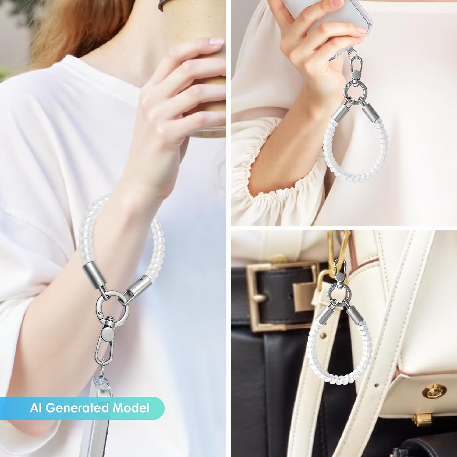 image:imageSpiral Wrist Strap Phone Lanyard with Tether TabWhite