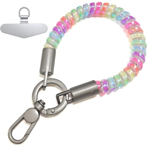 Spiral Wrist Strap, Phone Lanyard with Tether Tab(Rainbow)